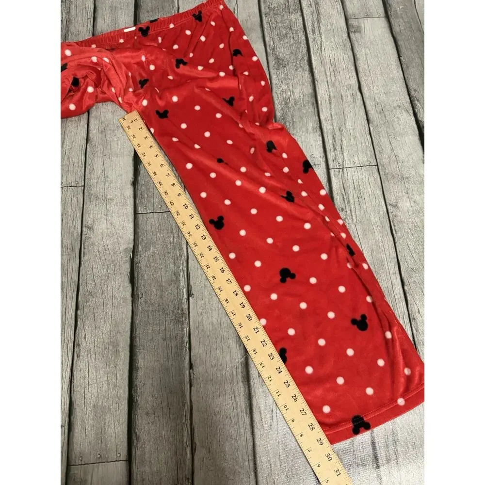 Women's DISNEY Plush Mickey Mouse PJ Pajama Pants Lounge Red Large 12/14 - Picture 6 of 8